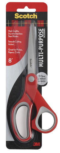 Scotch Multi-Purpose Scissors, 8 Inches, Straight, Red Item Number 1532800