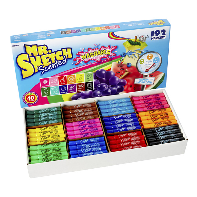 Mr. Sketch Scented Washable Markers, Chisel Tip, Assorted Scents and