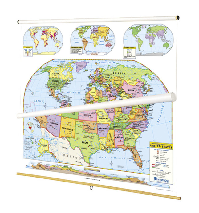 Nystrom Intermediate U.S./World Map Combo Set, Item Number 1539782