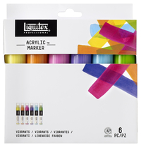 Liquitex Professional Wide Tip Paint Markers, Assorted Vibrant Colors, Set of 6 Item Number 1540281