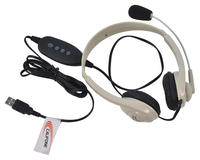 Califone 3064-USB Lightweight On-Ear Stereo Headset with Gooseneck Microphone, Inline Volume Control, USB Plug, Beige, Each Item Number 1543839