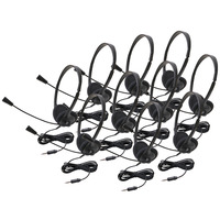 Califone 3065AVT-10L Lightweight On-Ear Stereo Headsets with Gooseneck Microphone, 3.5mm Plug, Black, Pack of 10 Item Number 1544147