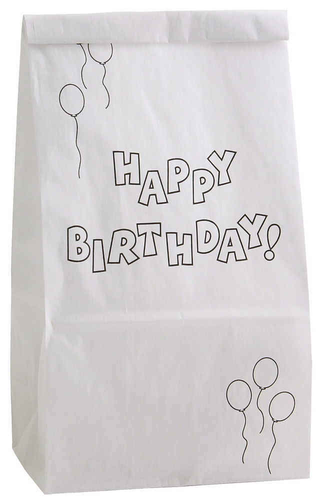 Hygloss Color Your Own Happy Birthday Bags, Pack of 25, Item Number 1559549