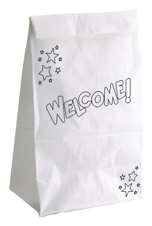 Hygloss Color Your Own Welcome Bags, Pack of 25, Item Number 1559551