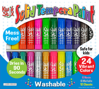 Pencil Grip Kwik Stix Solid Tempera Paints Combo Pack, Original Size, Assorted Colors, Set of 24 Item Number 1560527