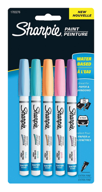 Sharpie Water-Based Paint Marker, Extra Fine Tip, Assorted Colors, Set of 5 Item Number 1568645