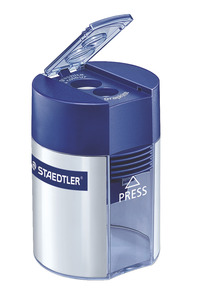 Staedtler Dual Hole Pencil Sharpener, Silver/Blue, Item Number 1568990