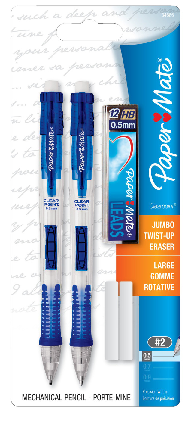 kool Afhaalmaaltijd voorzichtig Paper Mate Clearpoint Mechanical Pencils, 0.5 mm, Pack of 2