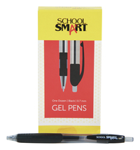 School Smart Retractable Rubber Grip Gel Pens, Black, Pack of 12 Item Number 1570506