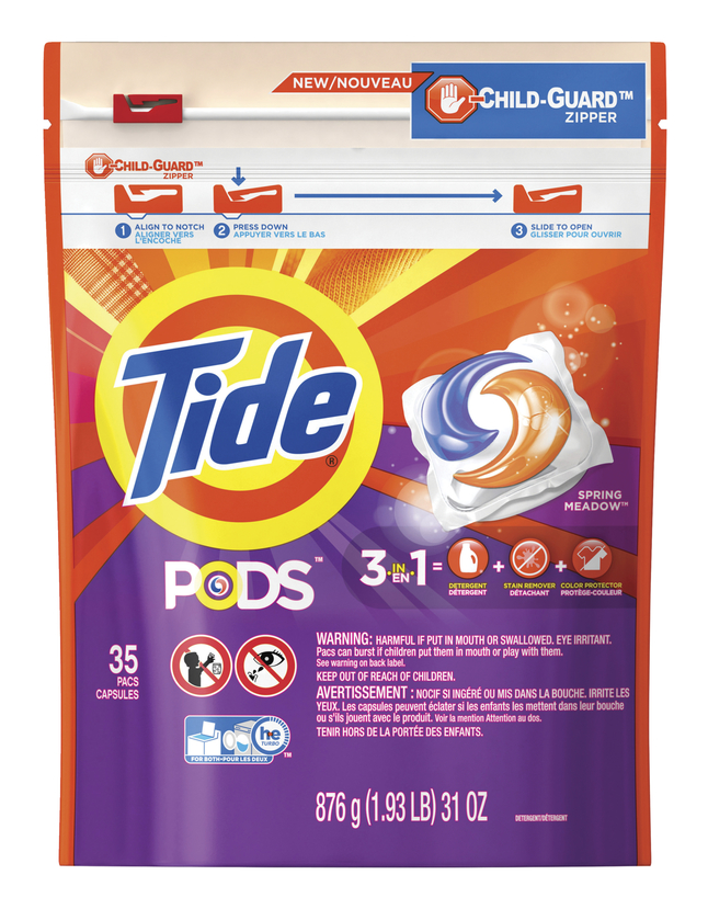 Tide Pods Spring Meadow Detergent, 28 Ounces, 35 Per Bag, White/Orange, Item Number 1571752