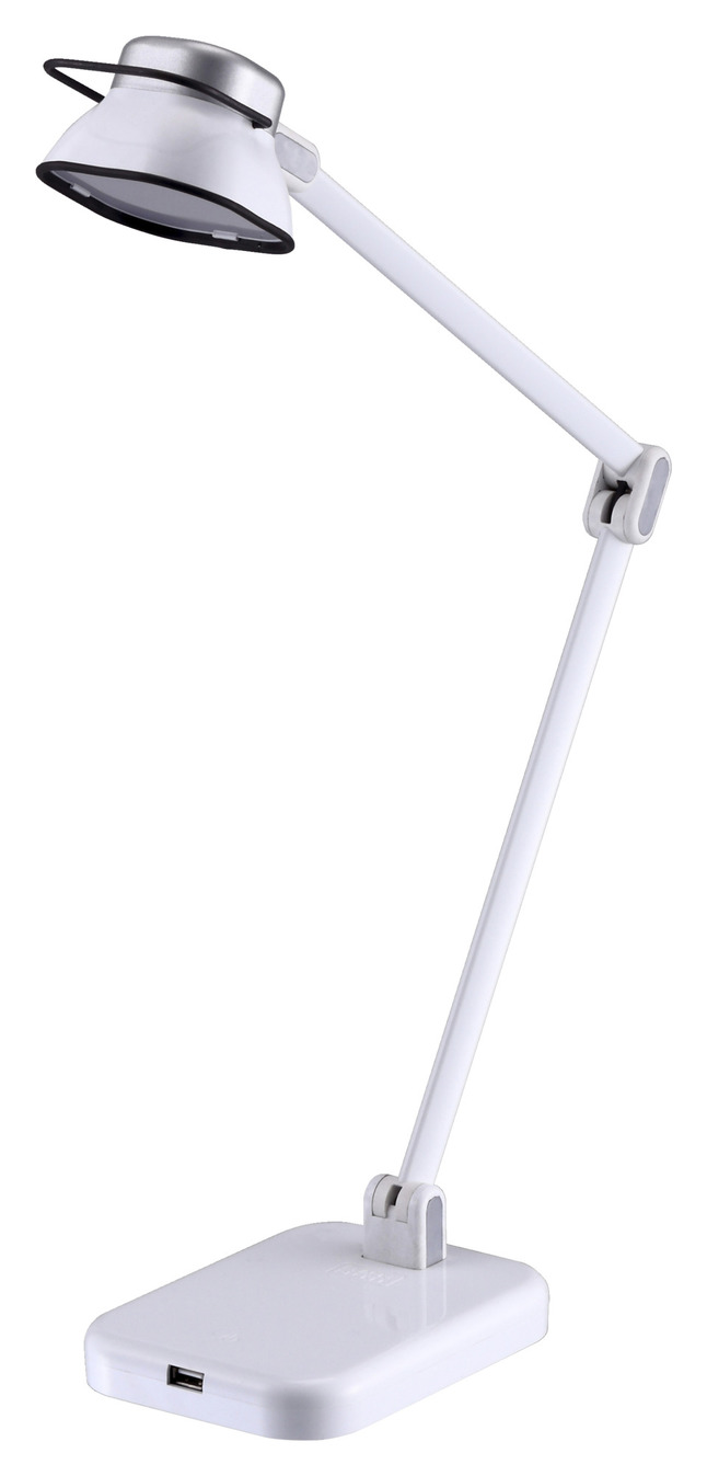 Black + Decker PureOptics Elate Dual Arm LED Desk Lamp, 260 Lumens, WhiteSilver