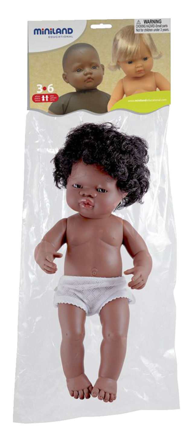 Miniland Multi Ethnic Doll African American Girl 15 Inches