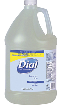 Dial Sensitive Skin Antimicrobial Soap Refill, 1 Gal, Clear, Item Number 1573000
