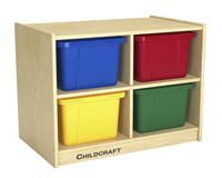 Childcraft Mobile Storage Unit, 4 Cubbies with Assorted Color Tubs, 25-5/8 x 16 x 19 Inches Item Number 1574097