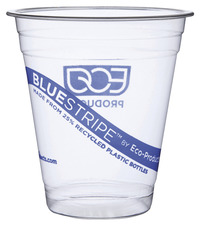 Eco-Products BlueStripe Cold Cups, 12oz, Recycled PET, Clear, Pack of 50, Item Number 1574286
