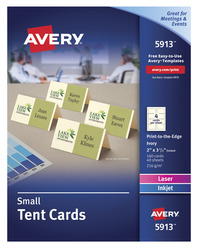 Avery Small Tent Cards, 2 x 3-1/2 Inches, Ivory, Pack of 160, Item Number 1575684