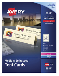 Avery Medium Embossed Tent Cards, 2-1/2 x 8-1/2 Inches, Ivory, Pack of 100, Item Number 1575685