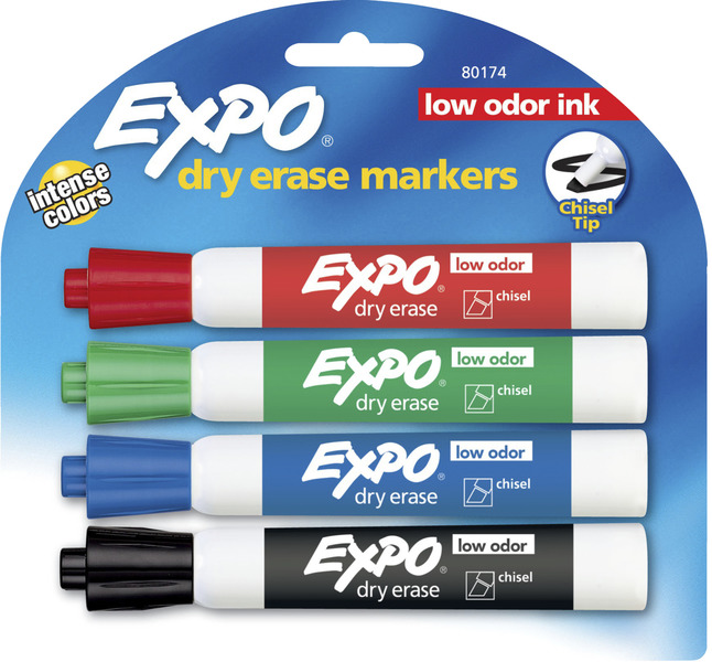 Expo Low Odor Dry Erase Markers, Chisel Tip - Office Pack, Assorted