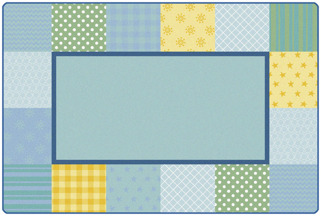Carpets for Kids KIDSoft Pattern Blocks Carpet, 4 x 6 Feet, Rectangle, Soft Colors, Blue, Item Number 1576145
