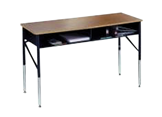 Artcobell C810 Two Student Desk, Gray Glace Laminate, Black Frame, Item Number 1577510