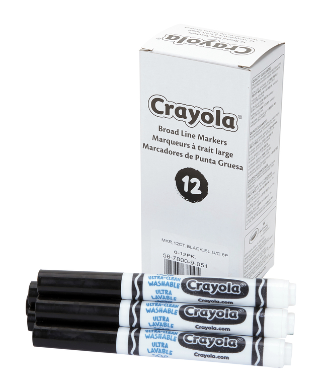 Begraafplaats Uitroepteken biologisch Crayola Ultra-Clean Washable Marker Replacement Pack, Broad Line, Black,  Pack of 12