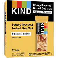 Kind healthy snacks Honey Roasted Nuts & Sea Salt Bars, 1.4 oz, Pack of 12, Item Number 1590143