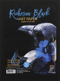 Jack Richeson Black Art Paper, 9 x 12 Inches, 135 lb, 50 Sheets Item Number 1592749
