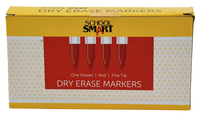 School Smart Dry Erase Pen Style Marker, Fine Tip, Red, Pack of 12 Item Number 1593102