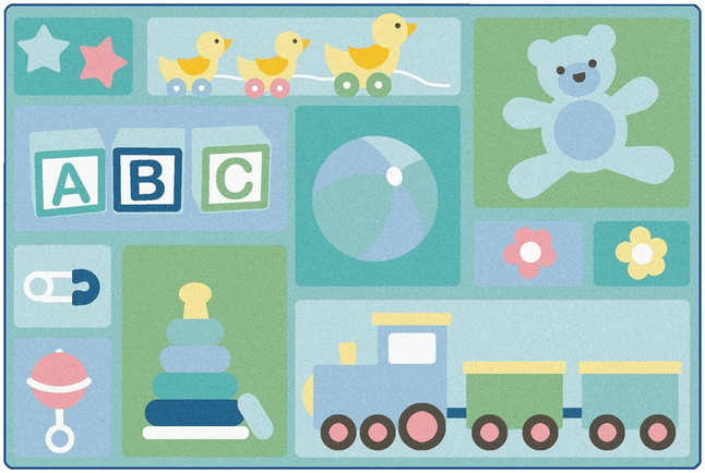 Carpets for Kids KIDSoft Baby's Basics Toddler Rug, 6 x 9 Feet, Rectangle, Blue, Item Number 1593514