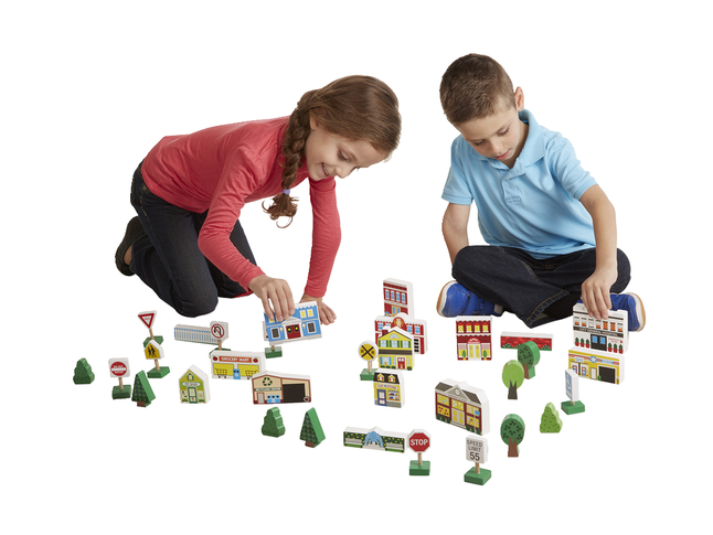 wooden town play set