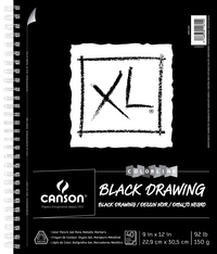 Canson XL Black Drawing Pad, Side Wire, 9 x 12 Inches, 40 Sheets Item Number 1595193