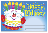Trend Enterprises Happy Birthday Cake Recognition Award, Item Number 1597412