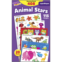 Trend Enterprises Animal Stars SuperShapes Stickers, Pack of 408, Item Number 1597429