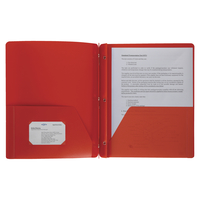 Business Source Poly 2-Pocket Folder with Fastener, Red Item Number 1599515