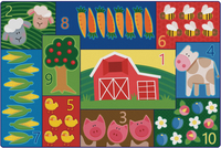 Carpets For Kids Toddler Farm Counting Rug, 6 x 9 Feet, Rectangle, Item Number 1604621