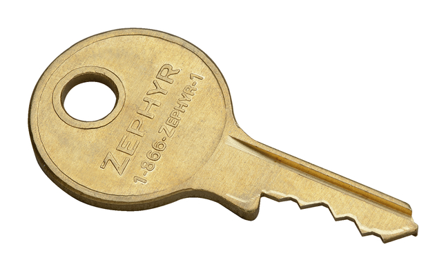 Zephyr Locks Control Key, for Use with Combination Padlock Locks, Specify Key Series, Item Number 5009124