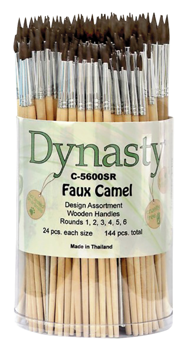 Dynasty Faux Camel Hair Brush Canister Round Set Of 144