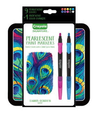 Crayola Signature Pearlescent Paint Markers, Assorted Colors, Set of 10 Item Number 2002587