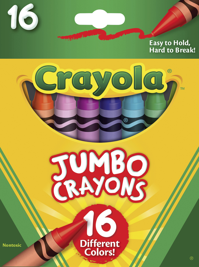 16 Pack Large colourful crayons 16 in a pack Chunky Wax Crayons 