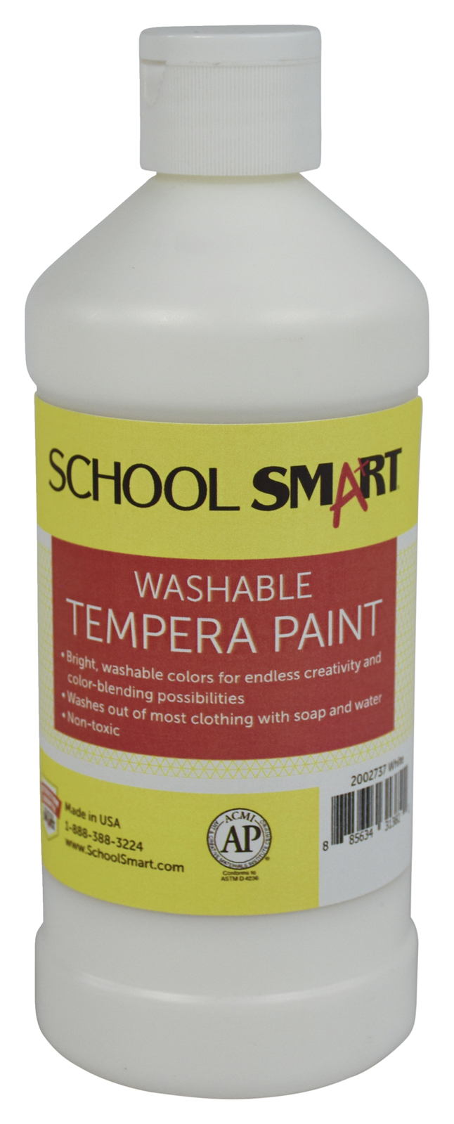 School Smart Washable Tempera Paint, Pint, White, Item Number 2002737