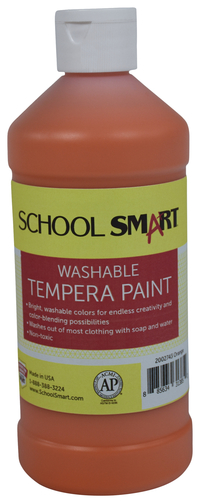 School Smart Washable Tempera Paint, Pint, Orange Item Number 2002743
