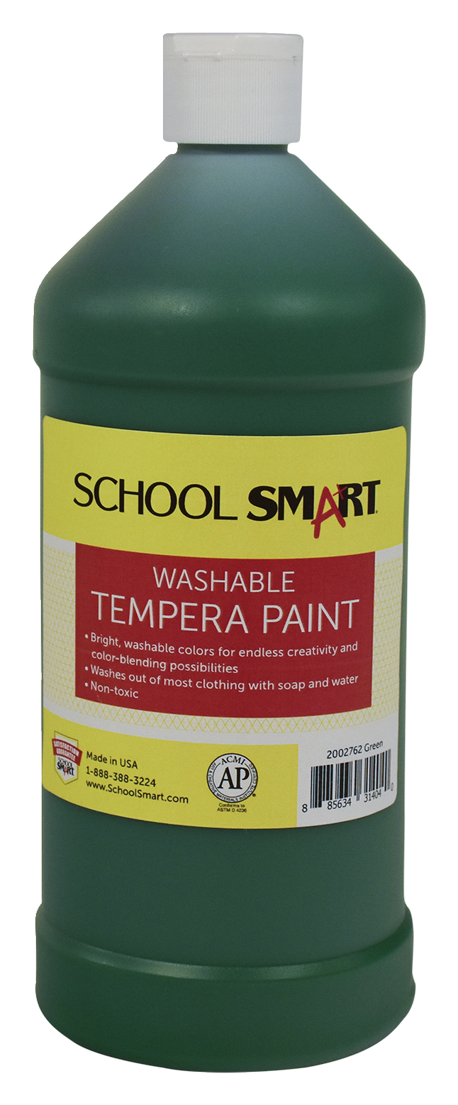 School Smart Washable Tempera Paint, Quart, Green
