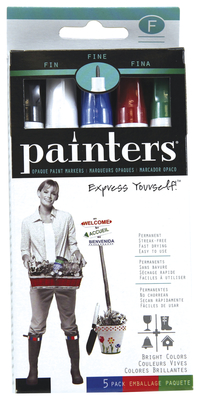 Elmer's Painters Paint Markers, Fine Tip, Assorted Bright Colors, Set of 5 Item Number 2003029