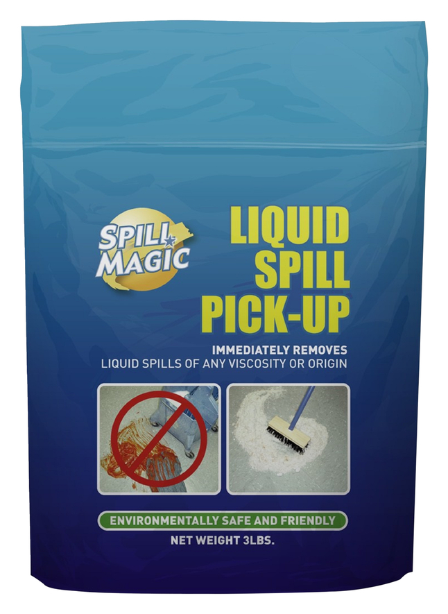 Spill Magic Liquid Spill Pick-Up Absorbent Powder, 3 Pound Resealable Bag, Item Number 2003341
