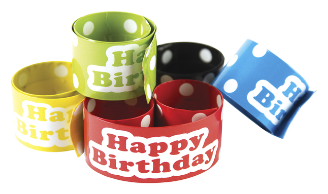 Teacher Created Resources Happy Birthday Slap Bracelets, Polka Dots, Item Number 2003453