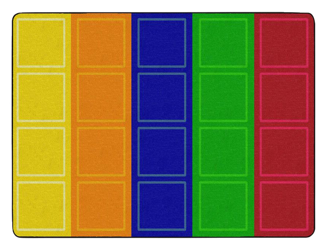 Childcraft Rainbow Squares Carpet, 6 x 9 Feet, Rectangle, Primary, Item Number 2105894