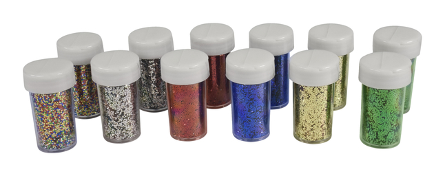 School Smart Craft Glitter, 3/4 Ounces, Assorted Colors, Set of 12