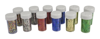 Image for School Smart Craft Glitter, 3/4 Ounces, Assorted Colors, Pack of 12 from School Specialty