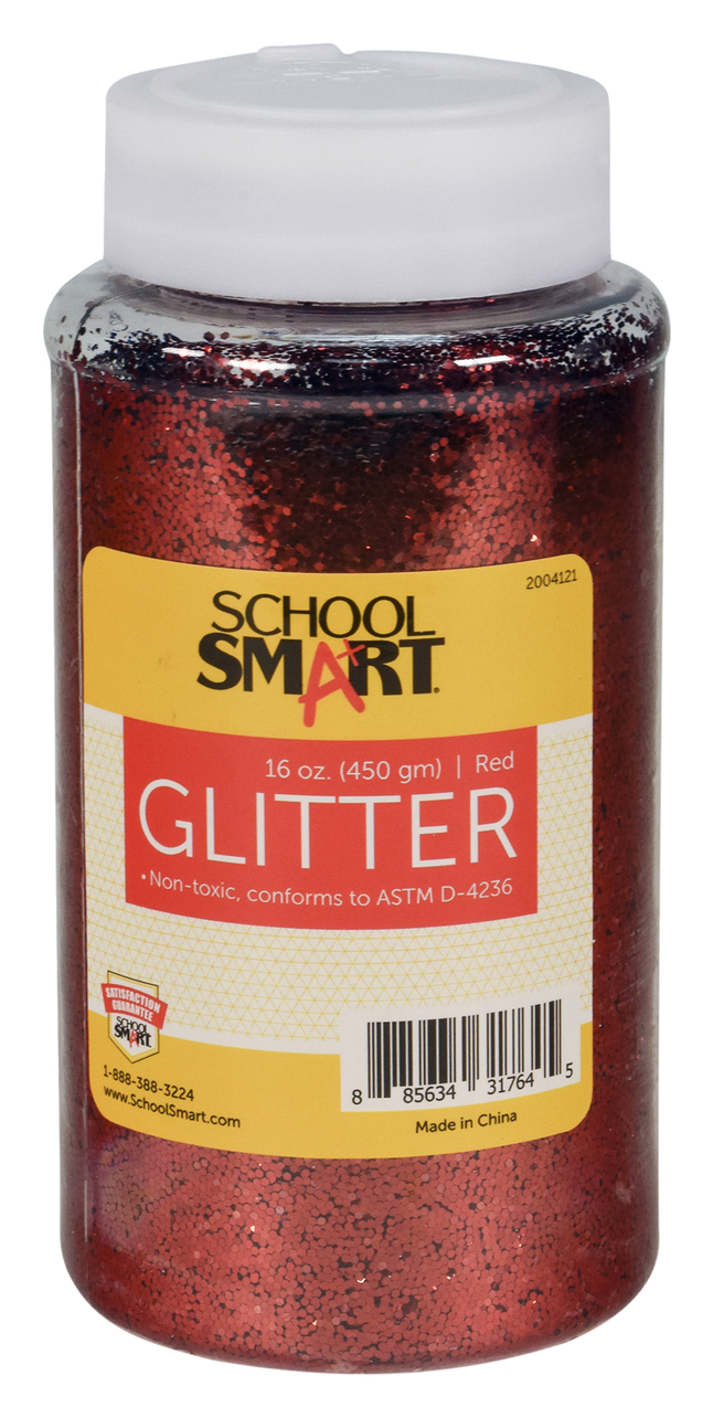 School Smart Craft Glitter, 1 Pound Jar, Red