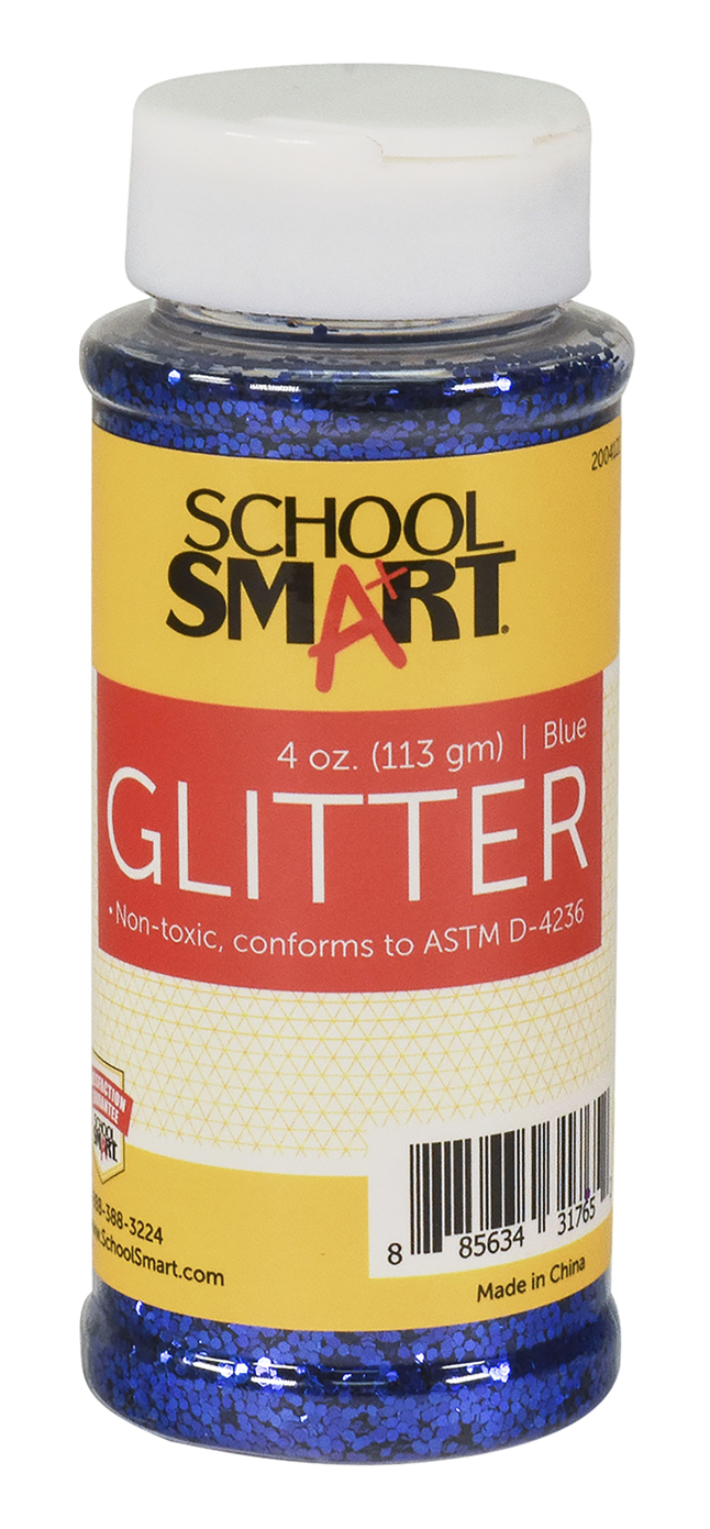 School Smart Craft Glitter, 4 Ounce Jar, Blue